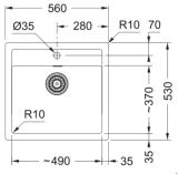 FRANKE Tektonīta izlietne SID 610 560x530mm balta 114.0368.449