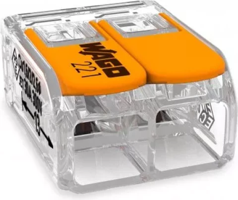 Universālās savienojuma klemmes WAGO 2 -vadu 41A/450V 0.5-6mm2 50gab. 221-612