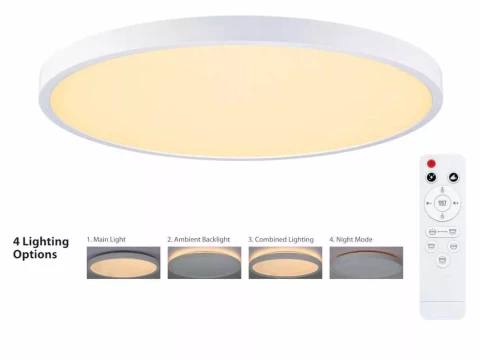 LEDURO Потолочный светильник 50W/CCT/6000лм с ИК-пультом, Backlight, UGR<19, белый