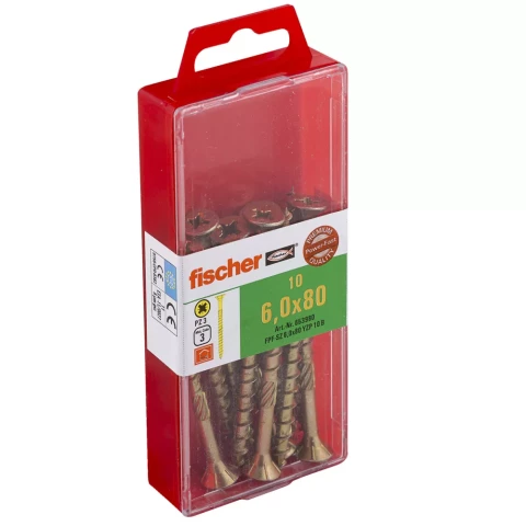 FISCHER Koka skrūves FPF-SZ 6.0x80 YZ 10gab/iep 61-653980