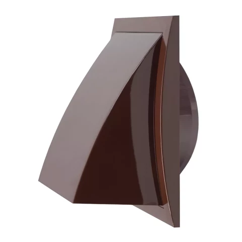 Вентиляционная решетка пластмассовая, 148x153mm, ø100mm, внешняя, с обратным клапаном, коричневая