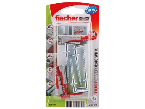 FISCHER Universāli divkomp.dībeļi ar āķi 8x40 WH K 4gab 61-53501B