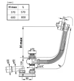 Vannas sifons 570 B K/K darbināms ar trosīti, balts,X01843