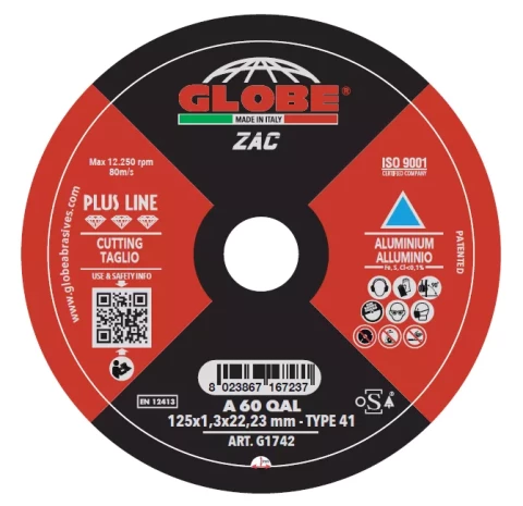 Cutting disc for aluminum 125x1.3x22.23 ZAC Globe