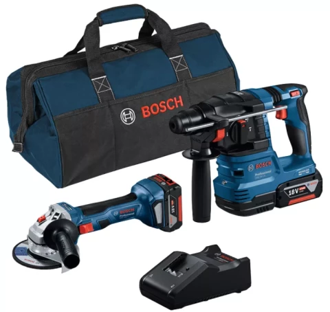 Instrumentu kompl. - Perforators GBH 18V-22+Leņķa slīpmašīna GWS 18V-7+2x4.0Ah+lādētājs 0615A50037