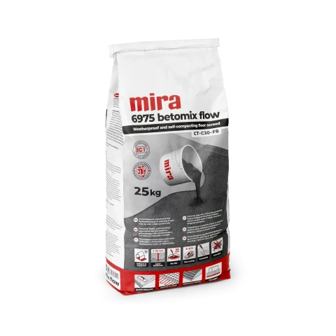 MIRA 6975 Betomix Flow 25кг самовыравнивающийся бетон для полов, террас и балконов