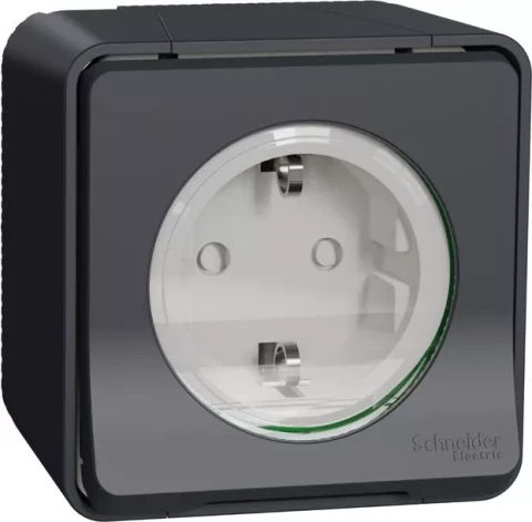 Single socket-outlet IP55 anthracite Mureva
