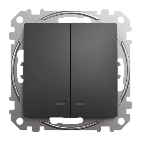 Sedna slēdzis 1+1,10AX, zila ind. LED,antracīts