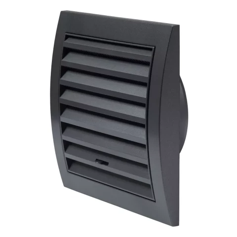 Ventilation grille plastic, 148x153mm, ø100mm, adjustable, anthracite