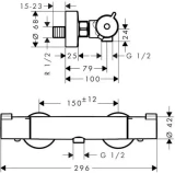 Hansgrohe dušas termostats ECOSTAT 1001 CL hroms HG13211000