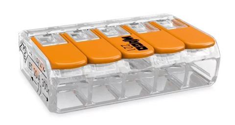 Universālās savienojuma klemmes WAGO 5 -vadu 32A/450V 0.2-4mm2 25gab. 221-415