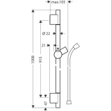 Hansgrohe Душевая штанга Unica S Puro 90 см черная, с шлангом Isiflex 160 cm, HG28631670