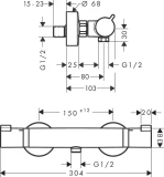 Ecostat Shower thermostat Comfort for exposed installation
