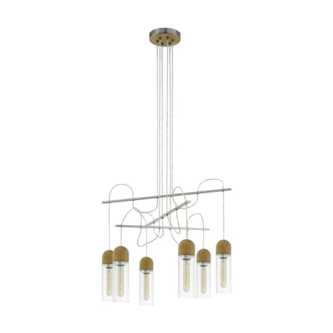 Ceiling lamp EGLO Zacharo1 6xE27 nickel-colored wood 96946