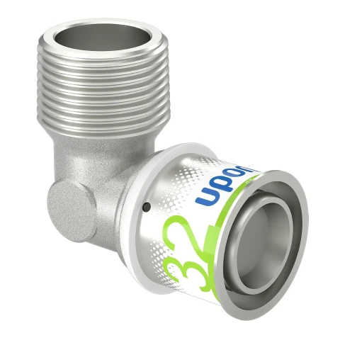 1070537 Uponor press elbow 90° metal, 32-1" male thread