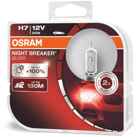 AUTO SPULDZE OSRAM 55W 12V  H7  Night breaker silver 2gb blister