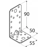 Leņķis 90x50x55x2.0mm, pastiprināts