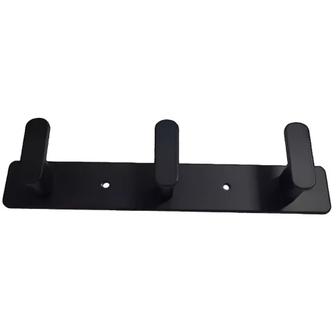 Hook with 3 clips, 23.3x3x3.7 cm, black