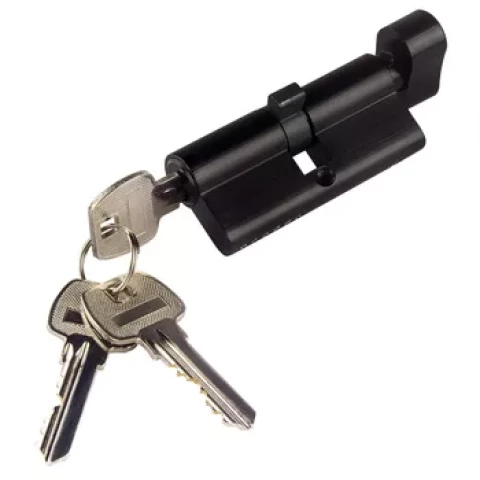 Cylinder 30x30 black with latch, with 3 keys