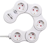 Pagarinātājs ar zemējumu un slēdzi 5 kontaktligzdas +2 USB 1,5m 1,5mm2 Brennenstuhl Vario Power