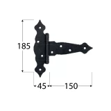 Декоративная воротная петля 150x45x185x2,5 мм черная