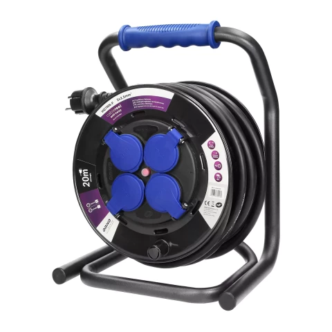 Pagarinātājs spolē 3x2.5mm2 20m 4 kontaktligzdas gumijas vads SCHUKO IP44 OR-AE-13156(GS)