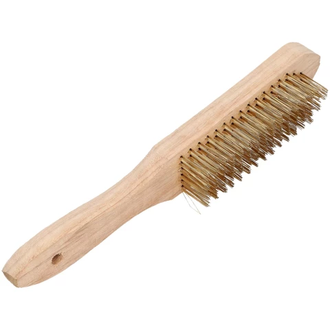 FASTER TOOLS Brass scratch brush with wooden handle 5-row 120 x 25mm