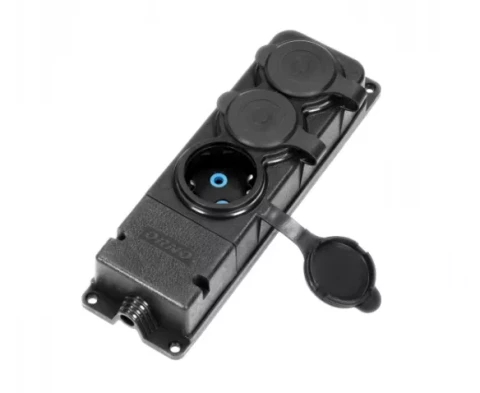 Rubber splitter 3-sockets 2P + Z IP44 black OR-AE-13166