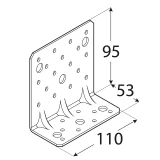 Leņķis 95x53x110x2.5mm, pastiprināts