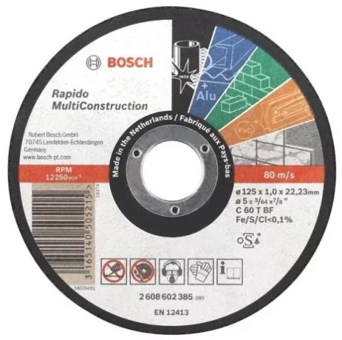 Rapido Multi Construction straight cutting disc 125x1.0x22.2mm