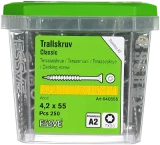 Skrūves fasādei, terasei 4.2x55 A2 250gab/iep nerusējošais terauds ESSVE 640555