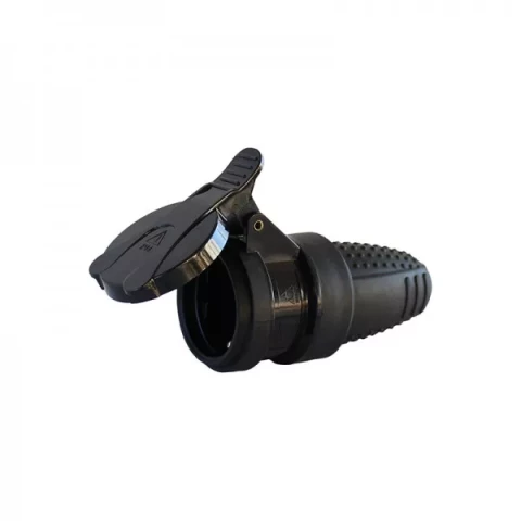 ROZETE A/Z 1-VIET GUMIJAS 16A  AR VĀC MELNA IP-44 VADAM