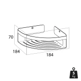 CADDY corner basket, 184x70x194, chrom