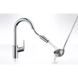 Hansgrohe virtuves izlietnes maisītājs ar izvelkamu dušu Focus 240, matēts melns
