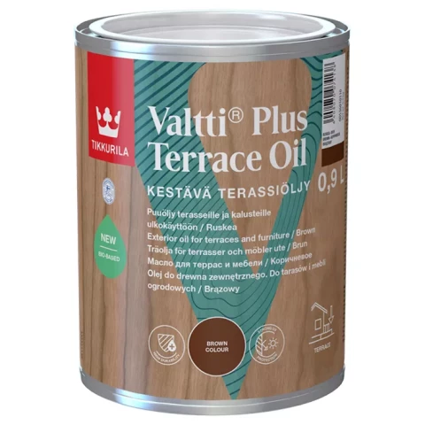 Tikkurila VALTTI PLUS TER 0.9L  Water-borne wax containing wood oil emulsion, brown