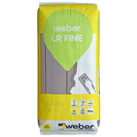 Weber LR Fine 20kg Ultra Fine Finishing Putty for Walls and Ceilings in Dry Rooms