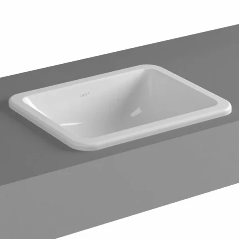 Встраиваемая керамическая раковина Vitra S45K, 45х37x16.5 см, белая, без отверстия для смесителя