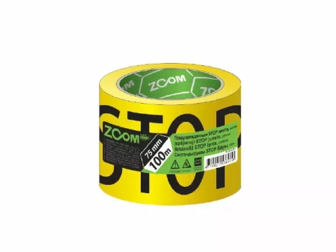 Apdraudējuma lenta 75mm x 100m Melna-dzeltena