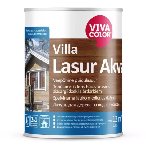 Vivacolor VILLA LASUR AKVA EP 0.9L Tonējams antiseptiķis Kolorex Akva