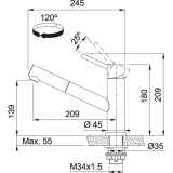 FRANKE virtuves maisītājs Orbit izv.uzgalis ner.tērauda, 115.0569.461
