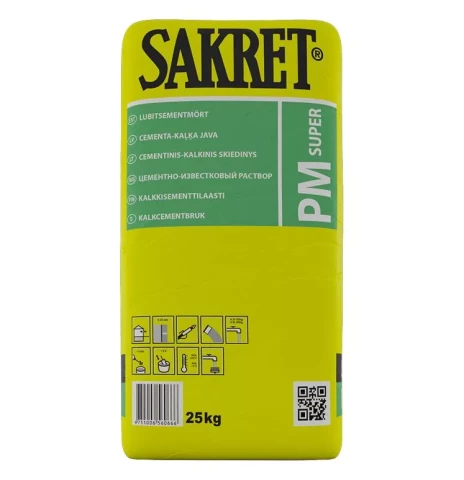 Sakret PM Super 25kg Kaļķa-cementa java apmešanai M5 un mūrēšanai