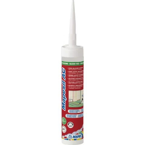 Mapei MAPESIL AC-114 310ml Solvent-free, acetic-crosslinking mildew-resistant silicone sealant with low modulus of elasticity ANTHRACITE
