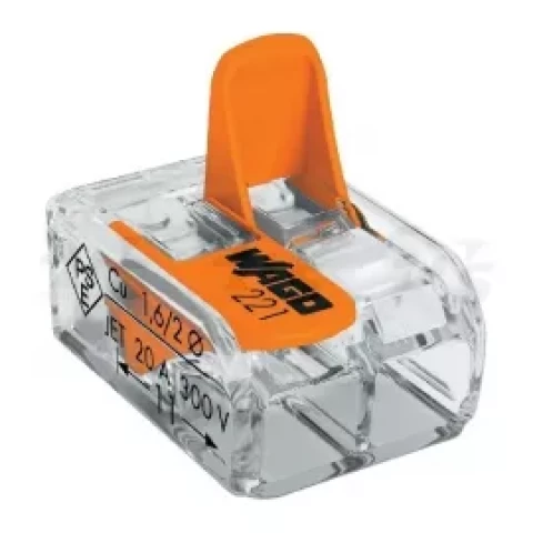 Universālās savienojuma klemmes WAGO 2 -vadu 32A/450V 0.2-4mm2 5gab. 221-412