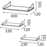 Set of wall shelves 430/330/230 steel, pine, black