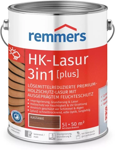 Remmers HK-Lasur Plus 3-в-1 5 л Каштановый древесный морилка
