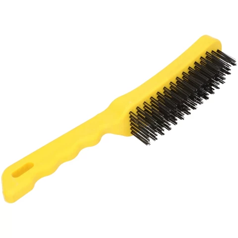 FASTER TOOLS Scratch brush plastic brush carbon steel wire 4-row 125 x 20mm