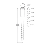 Skrūvpālis 68x550mm, PWO 68/550 D26-60 regulējams