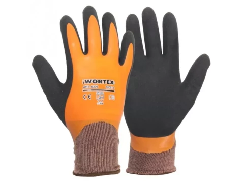 WORTEX ūdens izturīgi cimdi, dubults lateksa pārkl. S/9