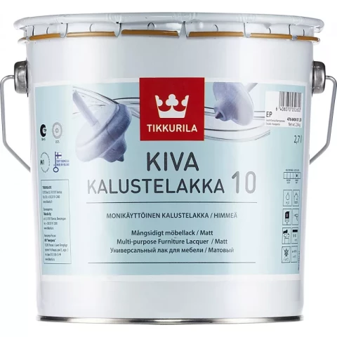 Tikkurila KIVA 10 2.7L Ūdens bāzes laka matēta mēbelēm