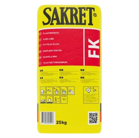 Sakret FK 5kg Flīžu līme (C1) pelēka